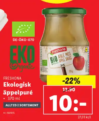 Lidl Ekologisk äppelpure 370ml erbjuda