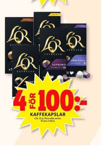 ICA Maxi L or kaffekapslar erbjuda