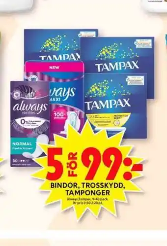 ICA Maxi Tampax tamponger erbjuda