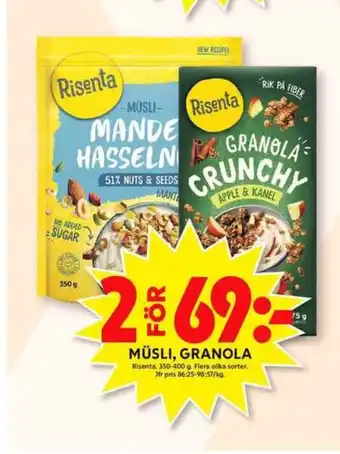ICA Maxi Risenta müsli erbjuda
