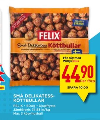 Willys Felix köttbullar erbjuda