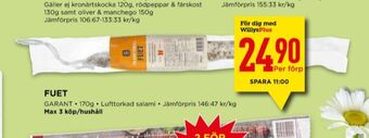 Willys Garant salami erbjuda