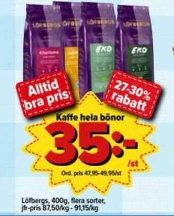 Östenssons Kaffe hela bönor erbjuda