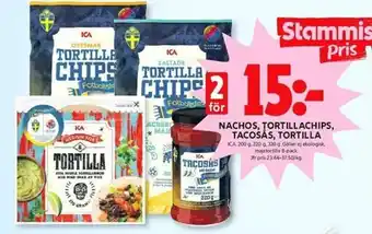Nachos, tortillachips, tacosås, tortilla