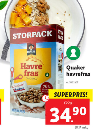 Lidl Quaker havrefras erbjuda