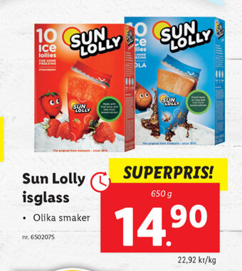 Lidl Sun lolly isglass erbjuda
