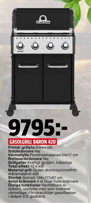 Bauhaus Gasolgrill baron 420 erbjuda