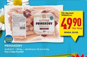 Willys Prinskorv erbjuda