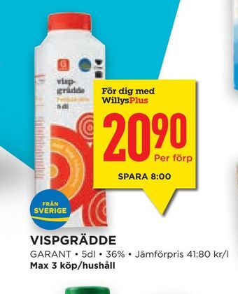 Willys Hemma Vispgrädde erbjuda