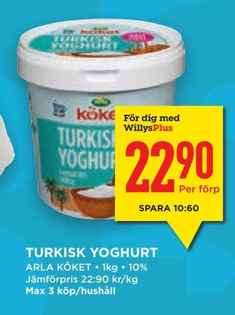 Willys Hemma Turkisk yoghurt erbjuda
