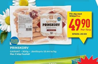 Willys Hemma Prinskorv erbjuda