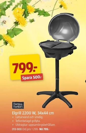 Jula Elgrill 2200 W, 34x44 cm erbjuda