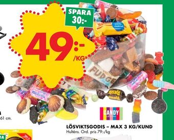 ÖoB Lösviktsgodis - max 3 kg/kund erbjuda