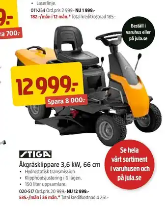 Jula Åkgräsklippare 3,6 kW, 66 cm erbjuda