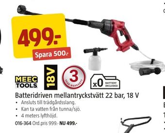 Jula Batteridriven mellantryckstvätt 22 bar, 18 V erbjuda