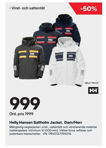 XXL Helly Hansen Saltholm Jacket, Dam/Herr erbjuda