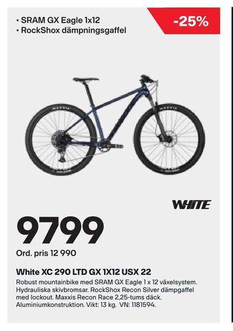 XXL White XC 290 LTD GX 1X12 USX 22 erbjuda