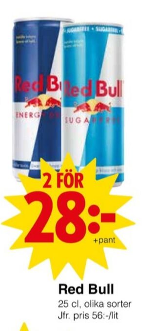 Matöppet Red bull energidryck erbjuda