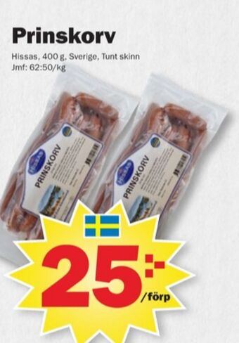 Pekås Hissas prinskorv erbjuda