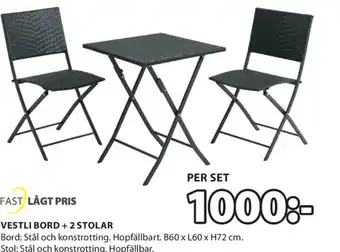 JYSK Vestli Bord + 2 Stolar erbjuda