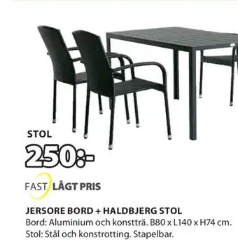 JYSK Jersore Bord + Haldbjerg Stol erbjuda