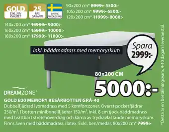 JYSK Gold B20 Memory Resårbotten Grå-40 erbjuda