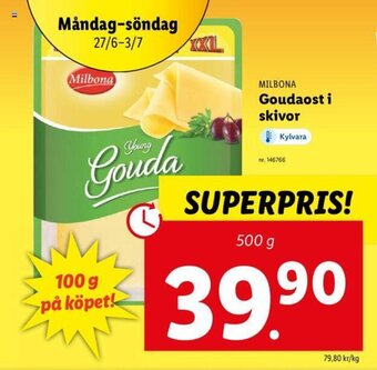 Lidl MILBONA goudaost i skivor erbjuda