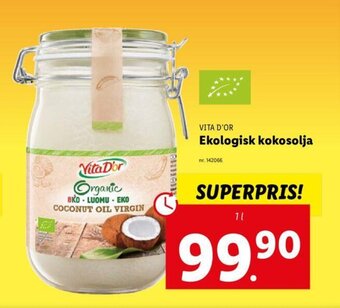 Lidl VITA D'OR ekologisk kokosolja erbjuda