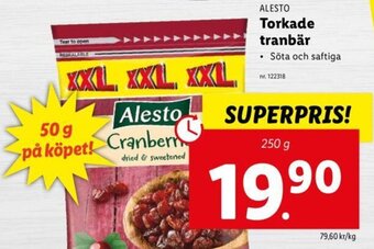 Lidl ALESTO torkade tranbär erbjuda