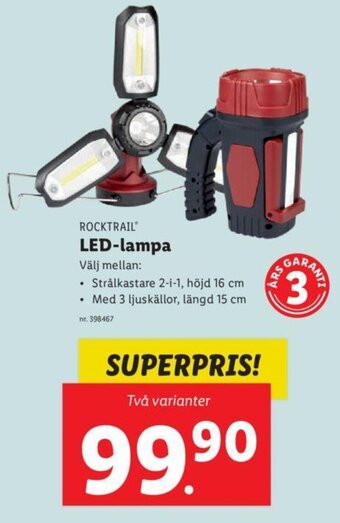 Lidl ROCKTRAIL LED-lampa erbjuda