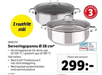 Lidl ERNESTO serveringspanna, ø 28 cm erbjuda