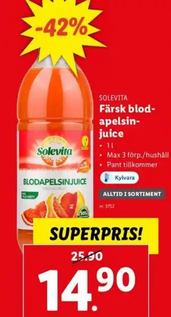 Lidl Färsk blod-apelsin juice erbjuda