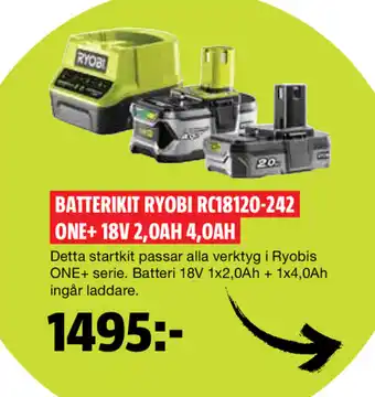 Bauhaus Batterikit ryobi rc18120-242 one+ 18v 2,oah 4,oah erbjuda
