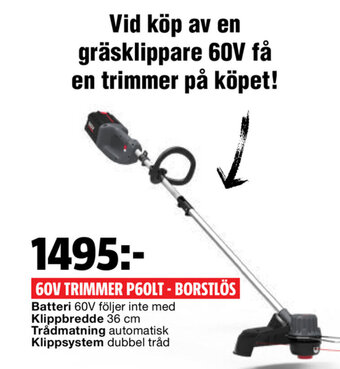 60v Trimmer p60lt-borstlös
