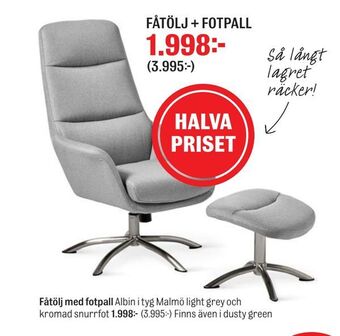 Fåtölj med fotpall