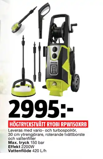 Bauhaus Högtryckstvätt ryobi rpw150xrb erbjuda