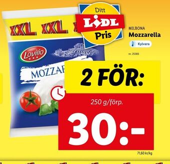 Lidl Mozzarella erbjuda