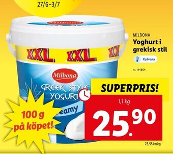 Lidl Yoghurt i grekisk stil erbjuda