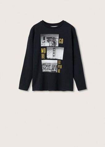 Mango Mönstrad långärmad t-shirt erbjuda