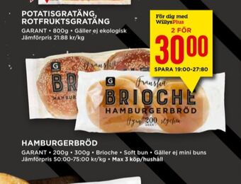 Willys Brioche hamburgerbröd erbjuda