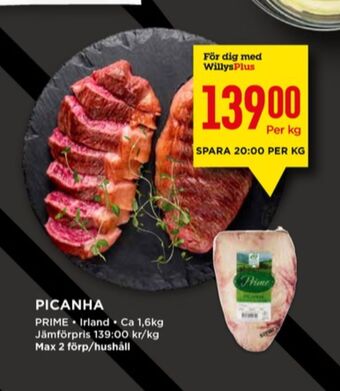 Willys Prime picanha erbjuda