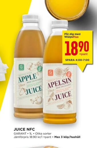 Willys Hemma Garant juice erbjuda