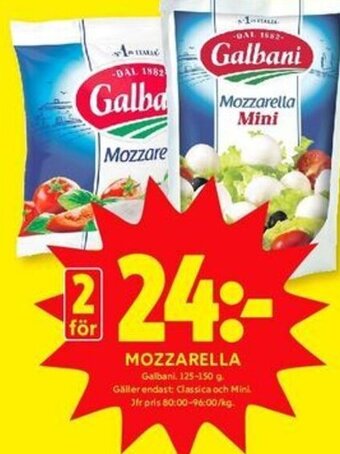ICA Kvantum Galbani Mozzarella erbjuda