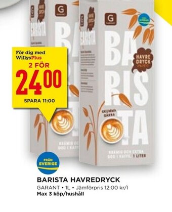 Willys Hemma Barista Havredryck erbjuda