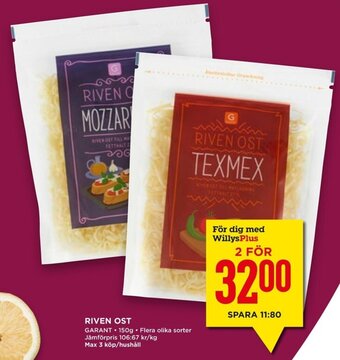 Willys Hemma Riven Ost erbjuda