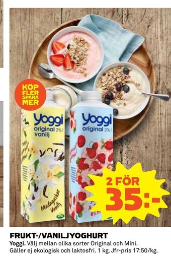 Coop Daglivs Frukt-/vaniljyoghurt erbjuda