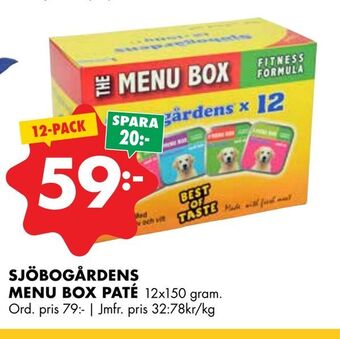 ÖoB Sjöbogårdens menu box paté erbjuda