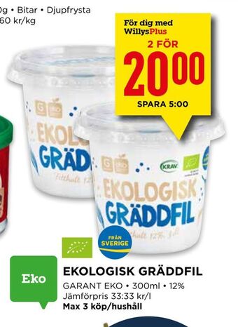 Willys Ekologisk gräddfil erbjuda