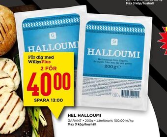 Willys Hel halloumi erbjuda