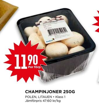 Willys Champinjoner 250g erbjuda